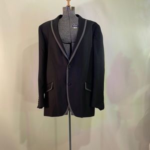 INC International Concepts Black “Sharkskin” Jacket Silver Trim. XL Regular Fit
